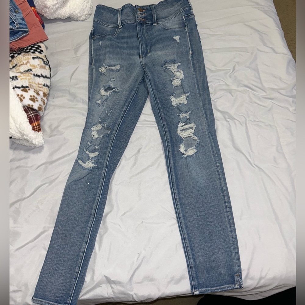 American Eagle 360° Super Stretch Ripped Skinny Jeans Size 4